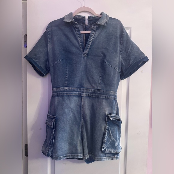 Denim Blue Romper - Picture 1 of 2